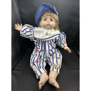 Vtg Wang's International Dolls Cloth Doll Blue Eyes  1981 Vinyl Face Hands Feet